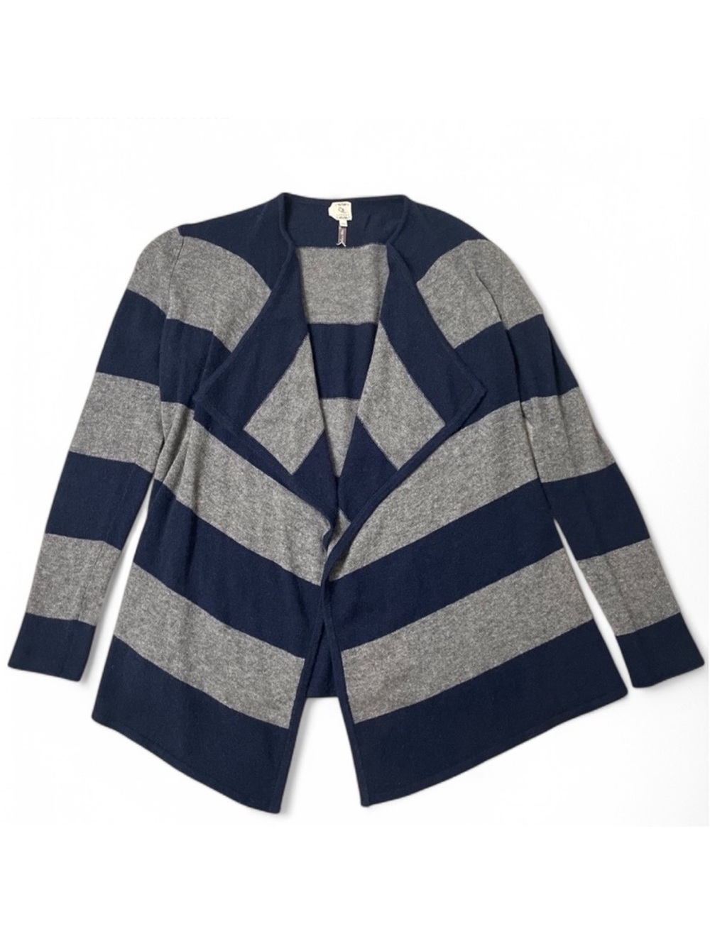 Qi Cashmere Striped Cardigan, Size M